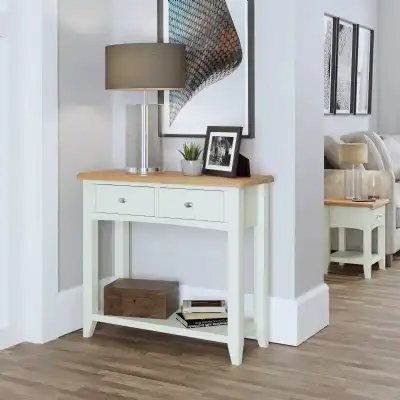 White Painted Console Table Oak Top