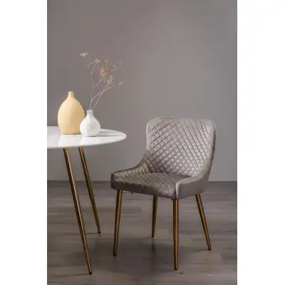 Grey Velvet Fabric Chair Gold Legs