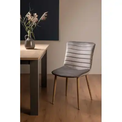 Light Grey Velvet Fabric Dining Chair on Rustic Oak Legs