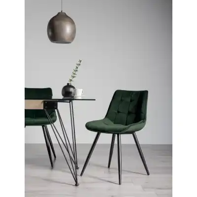 Green Suede Dining Chair Black Legs