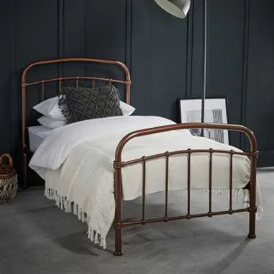 3ft Single 90cm Metal Copper Curved Bed Frame Industrial Style