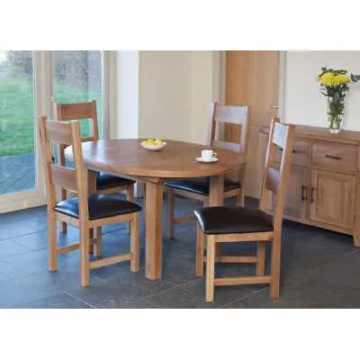 Solid Oak Small Round to Oval Extending Dining Table
