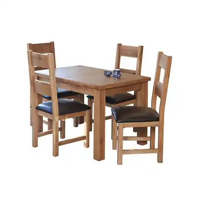 Solid Oak Lacquered Finish Extending Dining Table