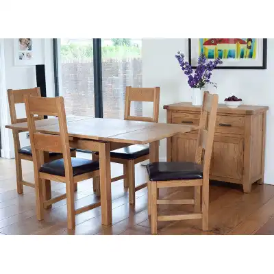 Oak Wooden Draw Leaf 90cm Square Extending Dining Table