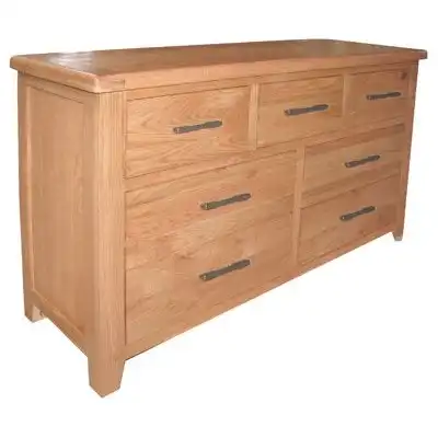 Light Oak 3 Over 4 Drawer Chest of 7 Drawers 130cm Wide