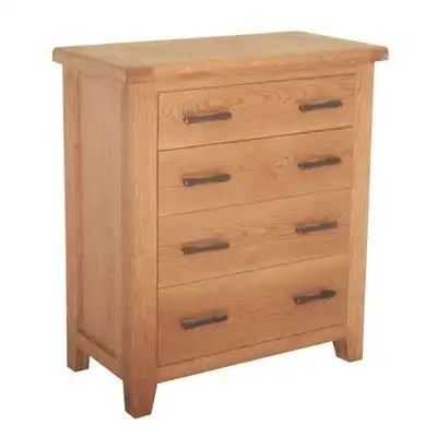Oak and Metal 4 Drawer Chest