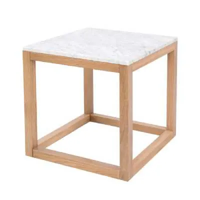 Harlow End Table Oak white Marble Top
