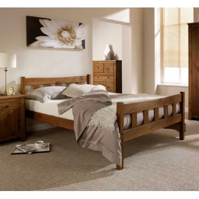 Shaker Style Rustic Pine Wood 5ft King Size 150cm Bed