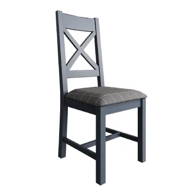 Cross Back Dining Chair Grey Check