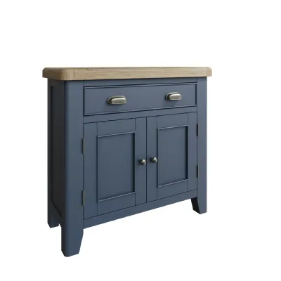 Blue Painted Small Sideboard Oak Top