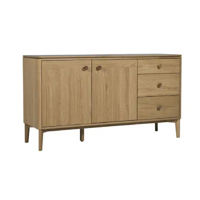 Natural Oak Large 2 Door Sideboard with 3 Drawers