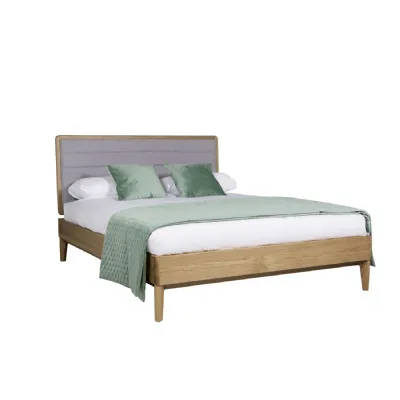 Natural Oak 5ft 150cm King Size Bed Fabric Headboard