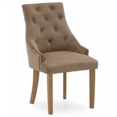 Brown Velvet Fabric Buttoned Dining Chair