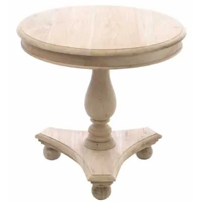 Low Round Solid Wood Occasional Wine Table with Bun Feet