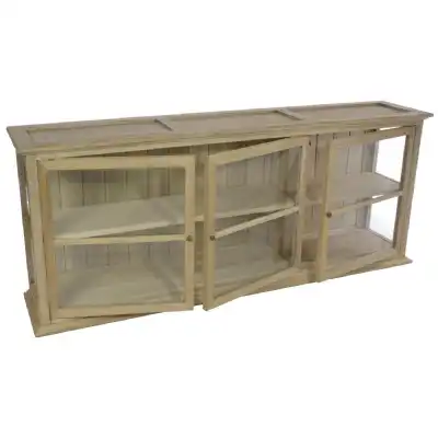 Large Wooden Wall Mounted Glass Display Cabinet