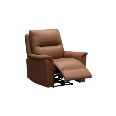 Modern Tan Fabric 1 Seater Electric Reclining Armchair