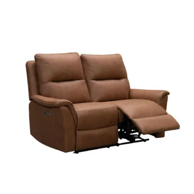 Modern Tan Fabric 2 Seater Electric Reclining Sofa
