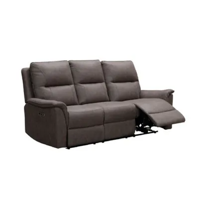 Modern Truffle Fabric 3 Seater Electric Reclining Sofa