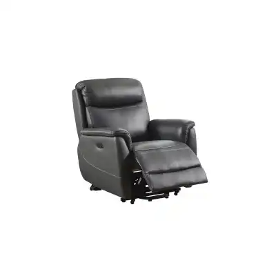Grey Leather Twin Motor Lift and Rise Armchair
