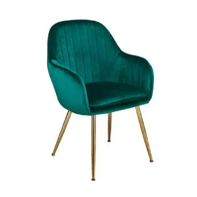 Green Velvet Fabric Dining Chair with Gold Legs