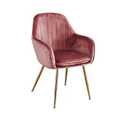 Lara Dining Chair Vintage Pink With Gold Legs (pack Of 2)