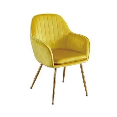 Lara Dining Chair Ochre Yellow With Gold Legs (pack Of 2)