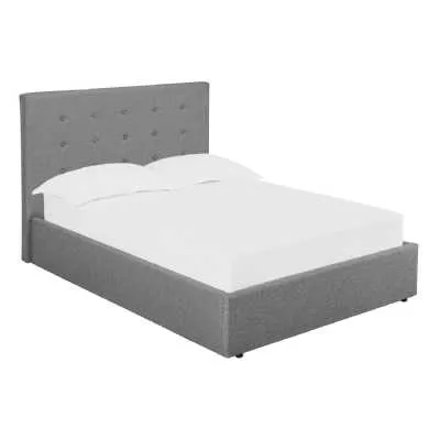 Grey Linen Fabric Upholstered 5ft 150cm King Size Buttoned Bed Frame