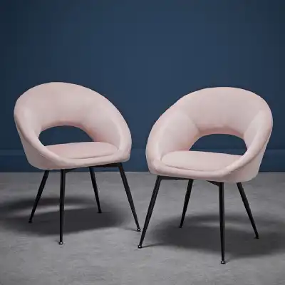 Pair Of Pink Velvet Dining Chairs
