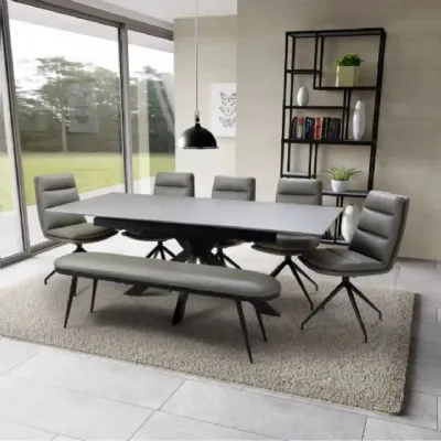 Grey Sintered Stone Extending Dining Table
