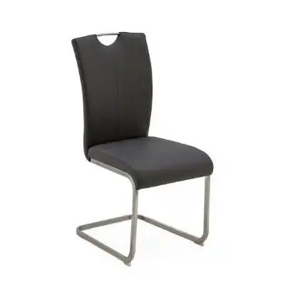 Modern Grey Faux Leather Dining Chair Metal Base