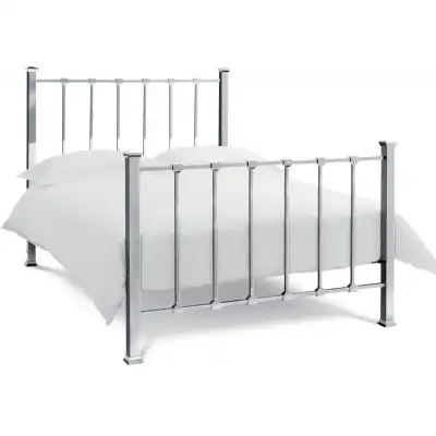 Shiny Silver Nickel Chrome Metal Double Bed