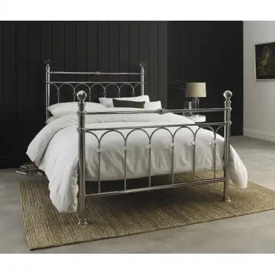 Shiny Nickel 4ft 6 Double Bed Headboard Crystal Detail
