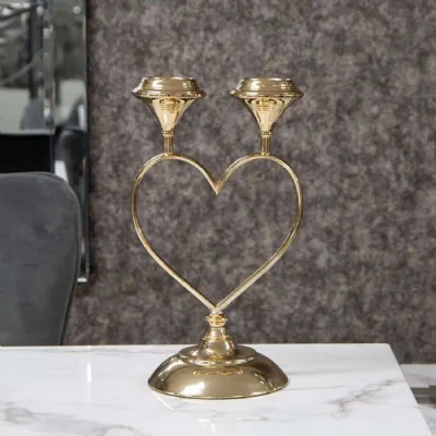 Mint Homeware Heart Shaped Gold Plated And Glass Candle Holder