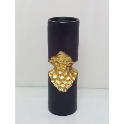 Mint Homeware Small Pillar Candle Holder Gold And Black