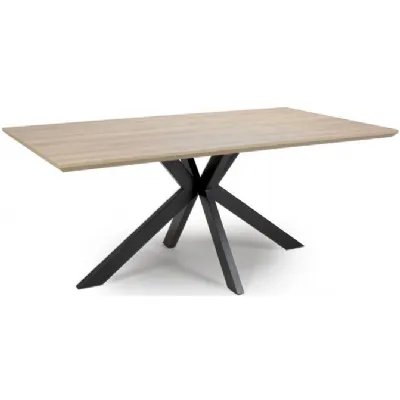 Scratch Resistant Oak Top Large Dining Table Black Metal Legs
