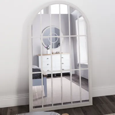 Large Grey Arched Window Wall Mirror