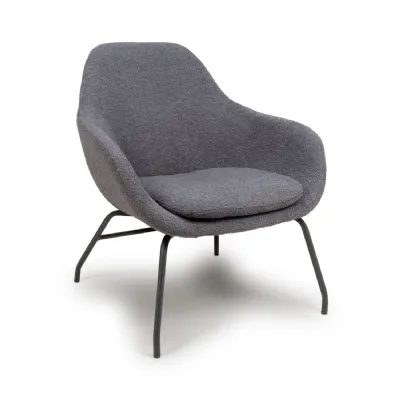 Grey Boucle Fabric Upholstered Accent Chair
