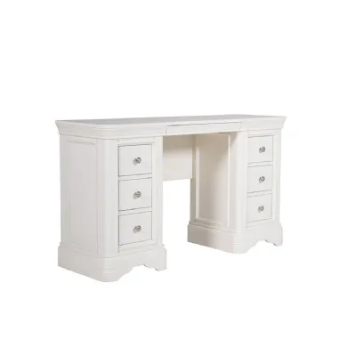White Finish Wooden 6 Drawer Dressing Table Desk