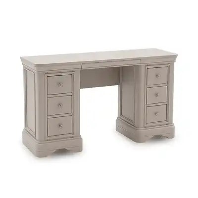 Taupe Painted Wooden Double Pedestal 6 Drawer Dressing Table