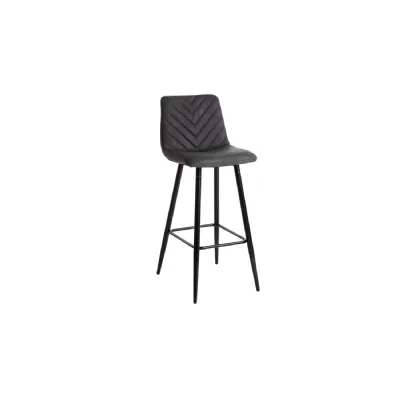 Industrial Grey Faux Leather Kitchen Bar Stool Metal Frame