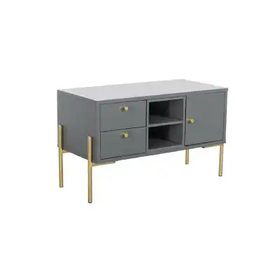 TV Unit 800mm with Doors Grey and Gold