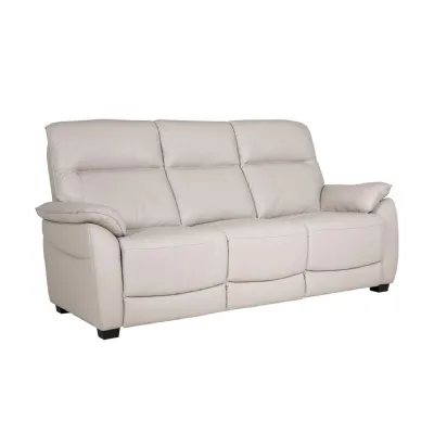 Cashmere Ivory Leather Upholstered 3 Seater Fixed Sofa