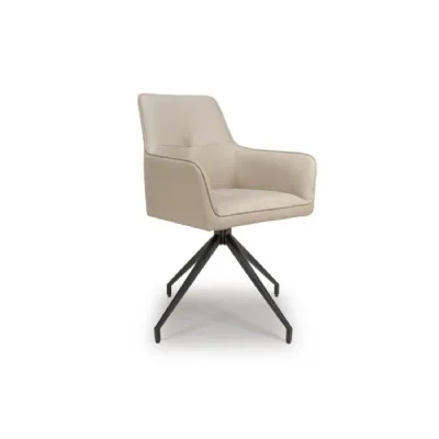 Taupe Faux Leather Fabric Swivel Dining Chair