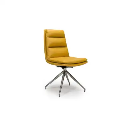 Yellow Faux Leather Swivel Dining Chair Brushed Steel Legs