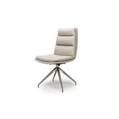 Cream Faux Leather Swivel Dining Chair Brushed Steel Legs