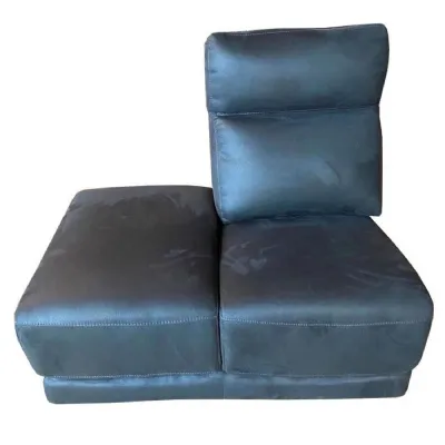 Grey Leather Left Hand Facing Corner Section with Footstool