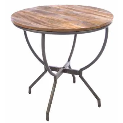 Rustic Wood Round Bistro Dining Table 80cm Diameter