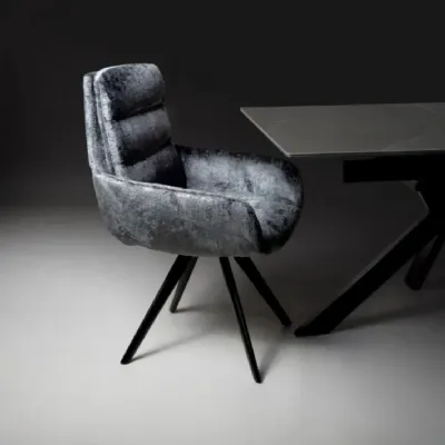 Modern Grey Chenille Fabric Carver Dining Chair