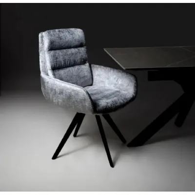 Modern Silver Chenille Fabric Carver Dining Chair
