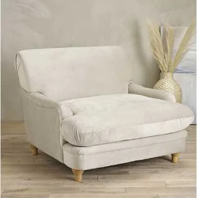 Comfy Beige Velvet Fabric Upholstered Occasional Chair Wide Cushioned Seat